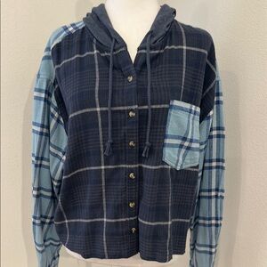 SO Flannel Hoodie Blue